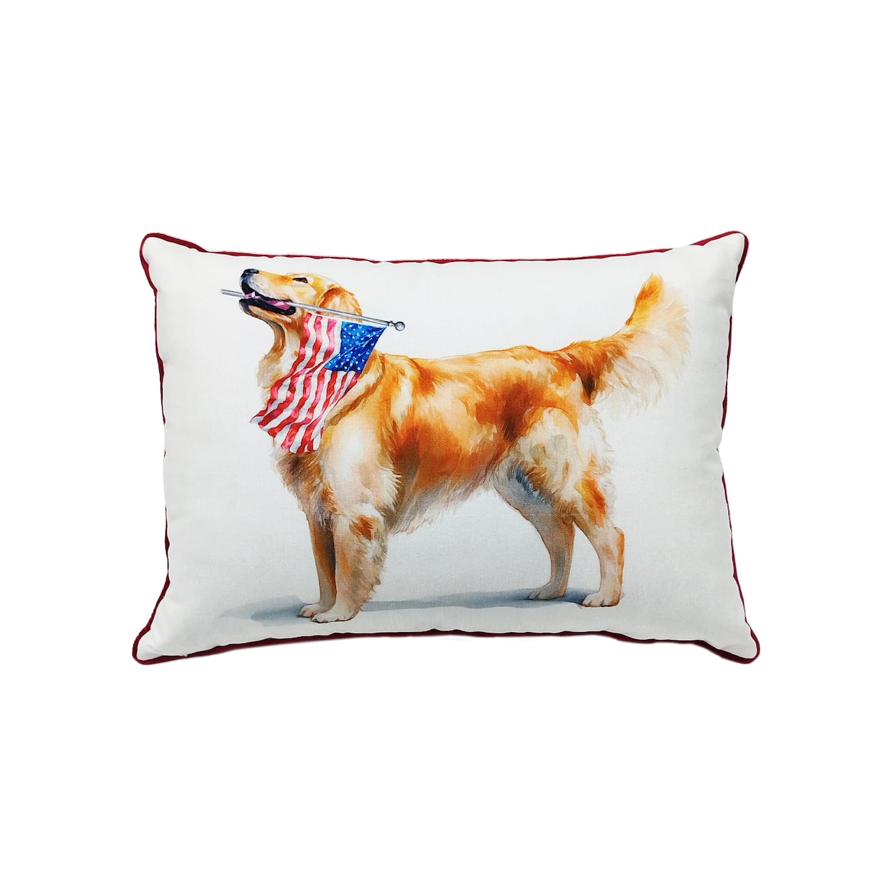 20" x 14" Patriotic Golden Retriever Dog Lumbar Pillow by Celebrate It™